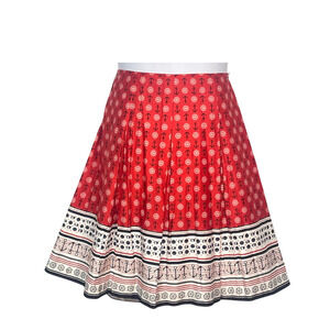 Charter Club Sz 12 Pleated Skirt 26"L Nautical Anchors & Crabs Red White Cotton